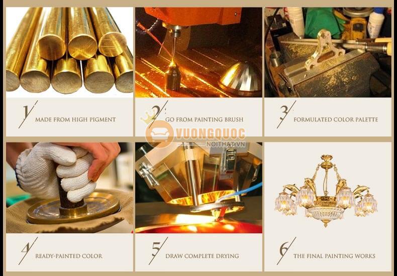 Đèn chùm đồng hiện đại hoa thủy tinh abr181-3